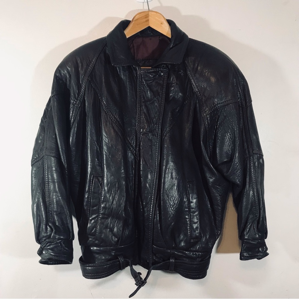 Vintage 90s distressed leather jacket - Picture 8 of 9